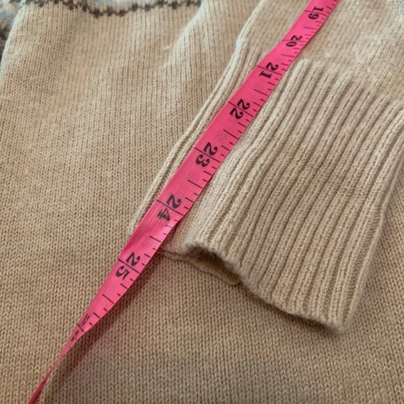 VTG Eddie Bauer Women's Cardigan Angora Fair Isle Beige Blue Sz M Cottagecore - Picture 14 of 16